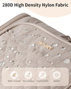 Hanging Toiletry Bag for Women (Quilted Khaki / Large)
