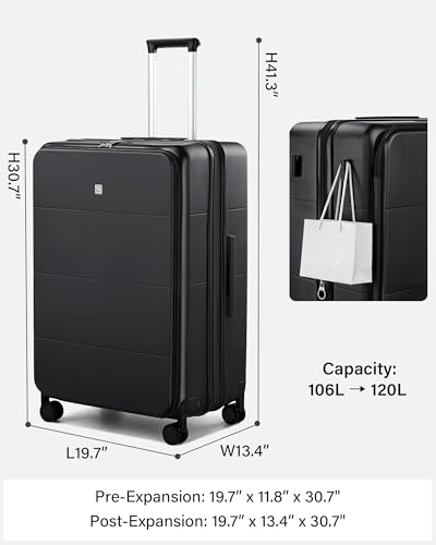 Expandable Large Checked Luggage (Jet Black / 28 Inch EXT)