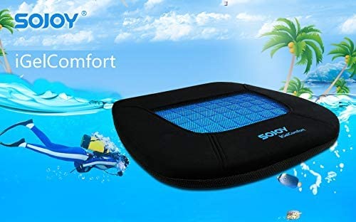 iGelComfort Gel Car Seat Cushion for Long Time Sitting Portable Bleacher Stadium Seat Cushion with Strap Memory Foam Cushion for Office (Black With Green Logo)