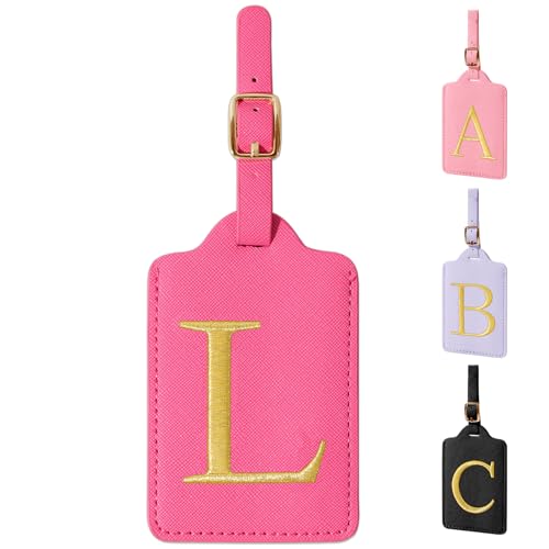 Personalized Initial Luggage Tag (Rose Leather,glod Letter / L)