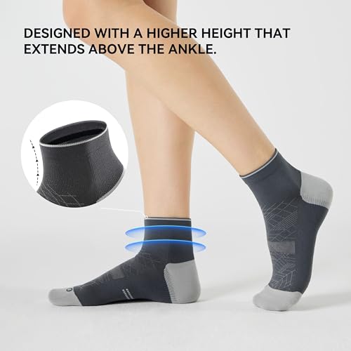 Ankle Compression Running Athletic Socks for Men Women (Large-X-Large / Grey (5 Pairs))