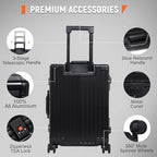 24Inch All Aluminum Check In Luggage Heavy Duty Hard Shell Suitcases with Spinner Wheels (Black / 24-Inch)