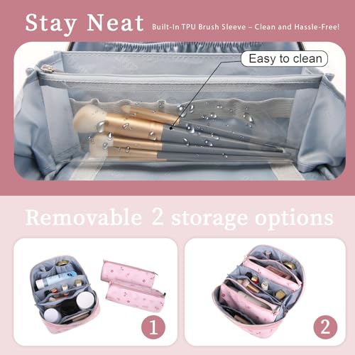 Travel Makeup Bag Cosmetic Bags for Women (L-5-Pink)