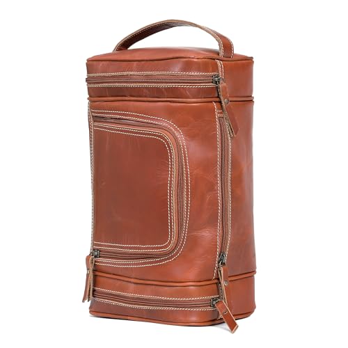 Leather Toiletry Bag for Men (Tan Brown / Men's Toiletry Bag)