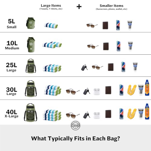 5/10/25/30/40L Waterproof Dry Bag, Medium Lightweight Roll Top Dry Bag Backpack w/Waterproof Phone Case, Kayaking, Travel, Hiking, Fishing, Tubing, Camping, the Beach, Men/Women (Black) (5/10l Black / 10L)