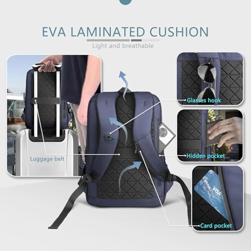 Laptop Backpack for Men for 17.3 Inch Computer Bag with USB A&C Charger (Blue / 17.3 inch)