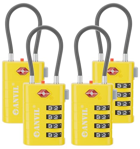 TSA Approved Luggage Locks with Search Alert Indicator (Yellow)