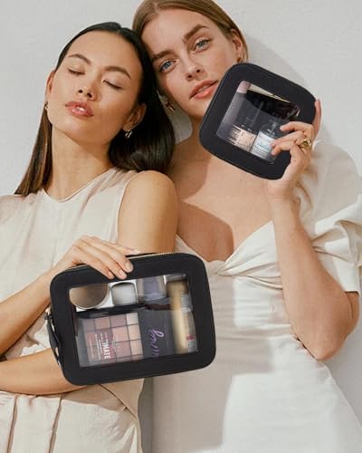 Travel Clear Makeup Bag Set (Mini+Large Black)
