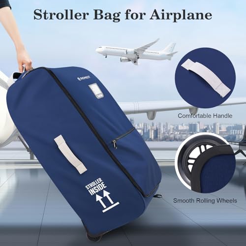 Stroller Bag Stroller Travel Bag for Airplane Compatible with UPPAbaby Vista V1 V2 V3 (Navy)