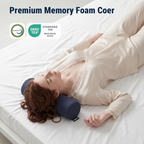 Neck Roll Pillow (Navy Blue / Medium - 5.0" H)