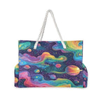 Large Beach Bags Totes Canvas Tote Shoulder Bag Soft Wave Water Resistant Bags for Gym Travel Daily Ocean (Rainbow Planet Dream)