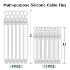 Silicone Cable Ties (White / 4.2 Inch+7.1 Inch)