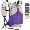 20L Small Hiking Backpack for Men Women Foldable Packable Back Pack Ultralight Hiking Daypack for Travel Camping Outdoor (Beige Purple / 20L)