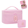 Personalized Initial Makeup Bag for Women Teen Girls (Pink 01)