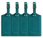 4 Pack Leather Luggage Tags for Suitcases Travel Labels (Summer Green)