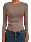 Womens Long Sleeve Shirts Basic Compression Tops Coffee Grey M (Medium / Coffee Grey)