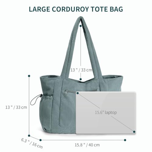 Oversized Work Tote Bag for Women with 40oz Cup Holder (Blue Green)