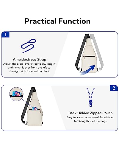 Medium Crossbody Sling Backpack Anti Theft Backpack for Traveling Chest Shoulder Bag (White(medium))