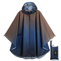 Rain Poncho Jacket Coat Hooded Zipper Style for Women (One Size / Blue+black)