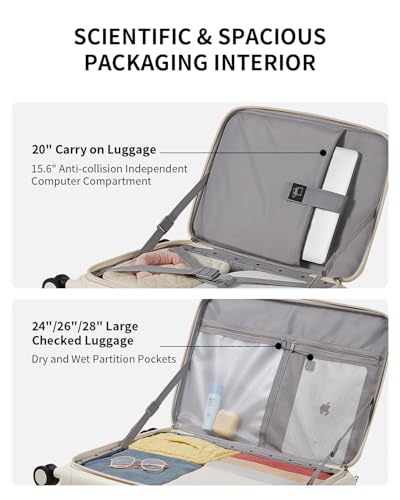 Expandable Top Open 28 Inch Checked Luggage with Spinner Wheels (Coconut White / Checked-Large 28-Inch)