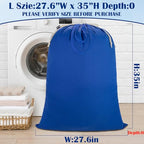 Laundry Bag with Handles & Drawstring Closure (Blue / L 27.6"Wx 35"H┃1 Pack)