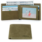 Men's Bifold Wallet with 2 ID Windows (Olive Green)