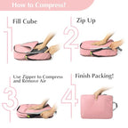 6 Piece Compression Packing Cubes with Shoe Bag (6-Pink / 6 Set)