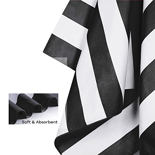 Microfiber Beach Towel Sand (Z-black Stripes / Large(60x30"))