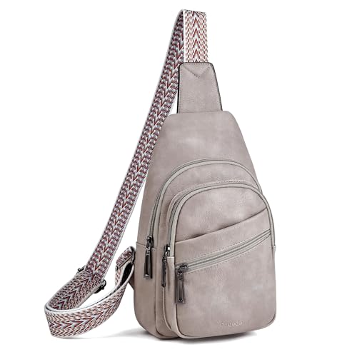 Sling Bag Crossbody Bags for Women Small Cross Body Bag Fanny Packs Chest Sling Purse for Daily Travel Leisure Sport (2-1 Grey)