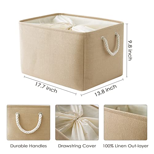 Organization and Storage Basket for Organizing (Beige / 3PCS/X Large -17.7Lx13.8Wx9.8H)