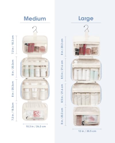 Hanging Toiletry Bag for Women (Y-Blue Flower Buds / Medium)