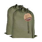 LFH Home Large Premium Cotton Rich Canvas Laundry Bag with Drawstring and Handles Heavy Duty (20"x30" (Pack of 2) / Military Green)