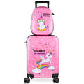Kids Luggage and Backpack 18 Suitcase with Spinner Wheel Hard Case Travel 13 Backpack Girl Suitcase Set for Kids Travel Supplies (Unicorn Style / Pink)