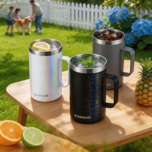 2 Pack 20 oz Insulated Coffee Mugs (B2.Glitter Black+White / 20 ounces (2 pack))
