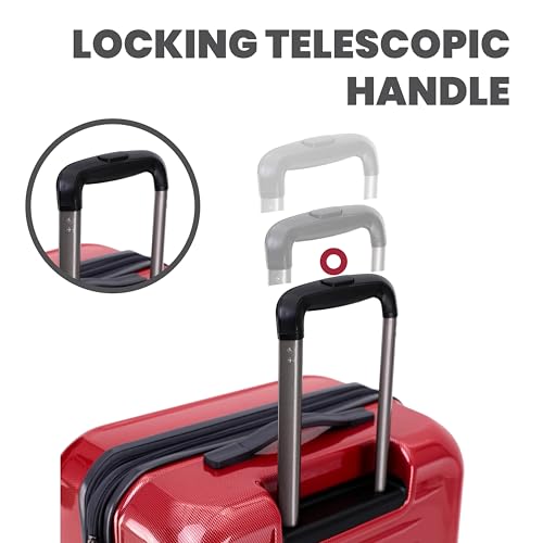 Rails Expandable Hardside Upright Suitcase with 360° Spinner Wheels (Red / Medium Checked)