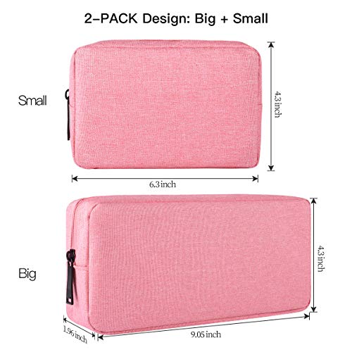 2 PACK Accessories Bag for Women Ladies Travel Organizer (Pink)