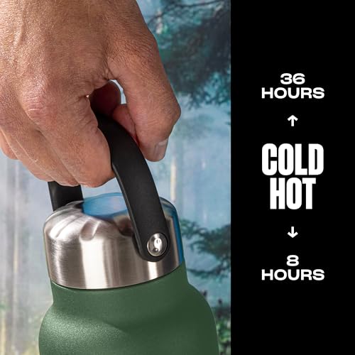 Recycled Stainless Steel Explorer with Insulated Lid and Handle (24 Ounces / Green Jasper)