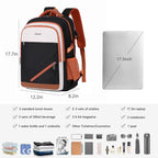 Durable Waterproof Travel Laptop Backpack 17.3 inch (A1-black White Brown)