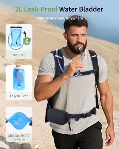 20L Lightweight Hydration Backpack with 2L Water Bladder&Waist Pack
