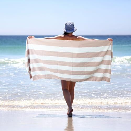 2 Pack Microfiber Beach Towel (2 Pack- Green Brown / 75”x 35”)