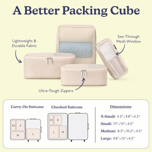 TSA Friendly Packing Cubes for Carry On (3. Sand / 4 Pack (Standard))
