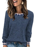 Womens Tops Business Casual Outfits for Women Teachers Old Money Clothes Blouses Dressy Casual Trendy Long Sleeve Plaid Shirts Plus Size Fall Fashion Blue Plaid (Large / 08-blue Plaid)