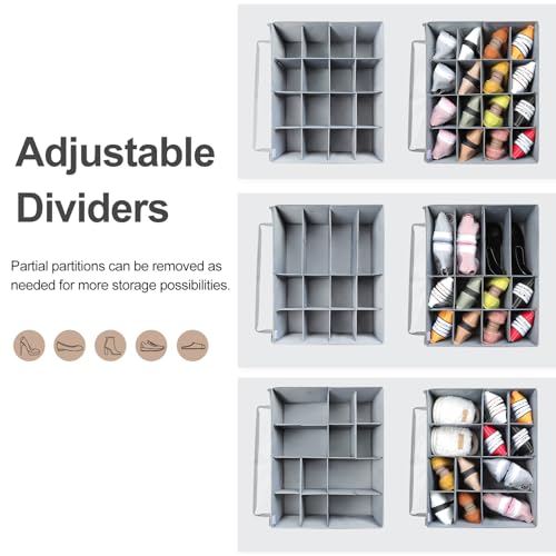 Shoe Organizer for Closet 2 Pack (Gray-2Pack / Large(20.87''L x 16.54''W x 13.5''H))