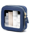 Clear Makeup Bag with Zipper Small Travel Cosmetic Case Navy Blue Mini Pouch for Purse Accessories Car Storgae Essentials Bag Purse Pouch Organizer Compact Small Clear Toiletry Bag for Traveling (Navy Blue / Mini Chic)