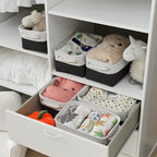 Storage Bins for Shelves (White & Black / Small -11.8Lx7.9Wx5.2H)