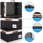 Fabric Storage Bins with Lids 6 Pack (Large-6 Pack / Black with White)