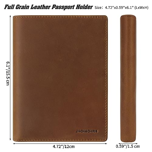 Leather Passport Holder RFID Blocking Passport Travel Wallet Cover Case for Men Women Brown JC17 (JC17-Light Brown)