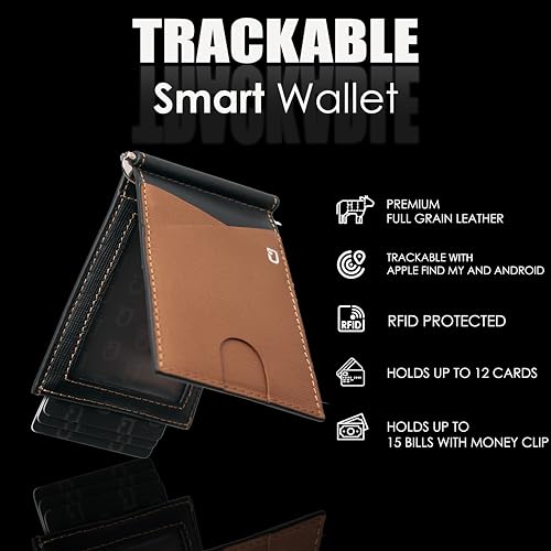 Jenoss Smart Tracking Wallet For Men (Money clip airtag)