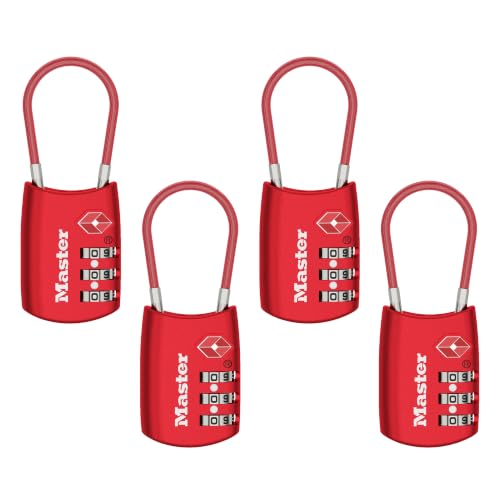 TSA Approved Combination Luggage Lock (Red / 4 Pack)