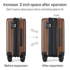 20 Inch Expandable Carry on Luggage 22x14x9 Airline Approved (20 Inch EXT / Brown)
